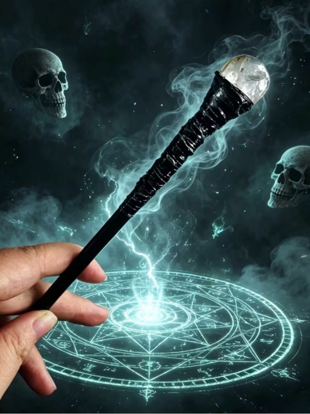 {NEW} Natural Crystal Magic Wand - Gothic Prop